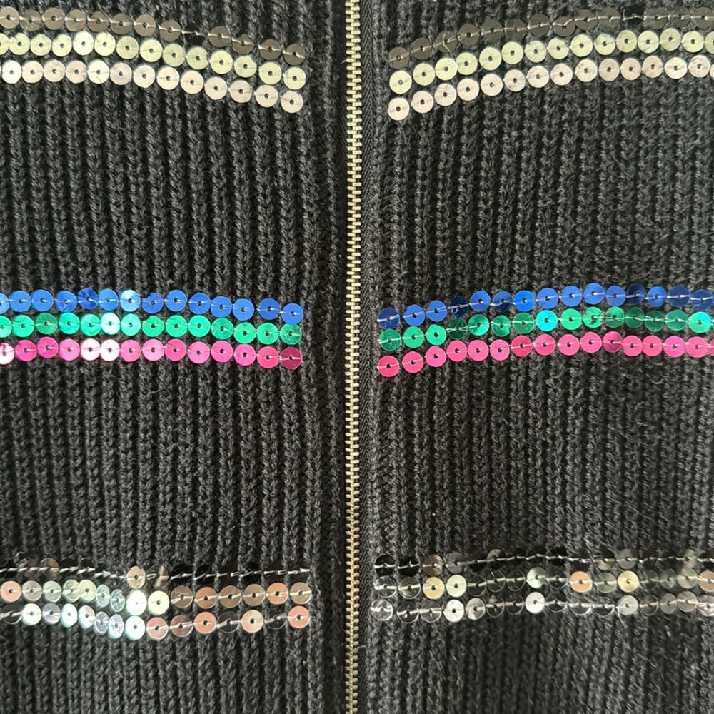 I 🖤 Ronson Sequin Zip Sweater - Picture 3 of 7